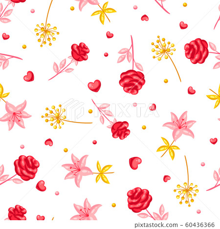 Seamless pattern with romantic flowers. Valentine Day background. 60436366