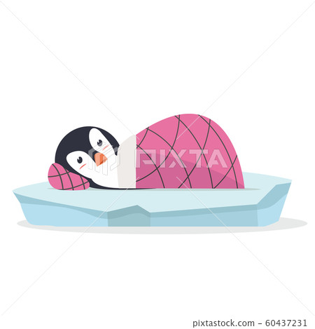 Cute penguin Sleeping on ice floe vector - Stock Illustration [60437231 ...