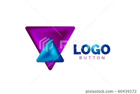Triangle icon geometric logo template. Minimal geometrical design, 3d geometric bold symbol in relief style with color blend steps effect. Vector Illustration For Button, Banner, Background 60439172