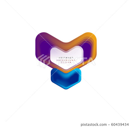 Vector arrow geometric banner created with blend color shapes effects. Trendy simple button, icon or business branding logo template, minimal style. Illustration For Wallpaper, Banner, Background 60439434