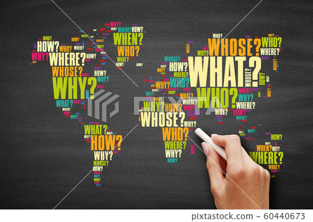 Question Words in shape of World Map 60440673