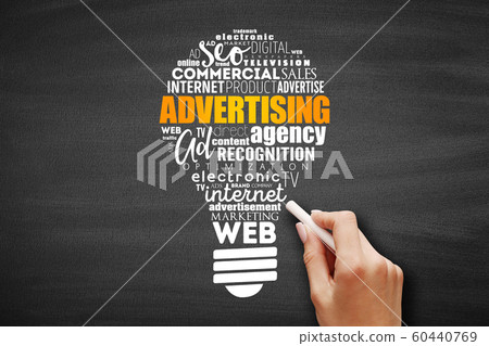 ADVERTISING light bulb word cloud ADVERTISING light bulb word cloud 60440769