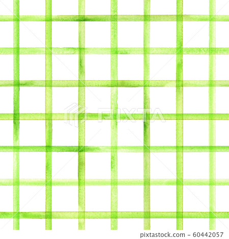 Watercolor stripe plaid seamless pattern. Green 60442057