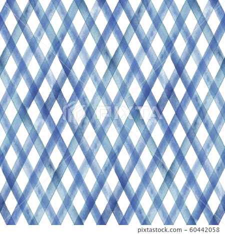 Watercolor stripe plaid seamless pattern. Indigo 60442058