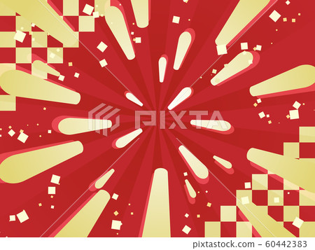 紅色和金色格仔背景[內部輻射+切割箔+射線] 60442383