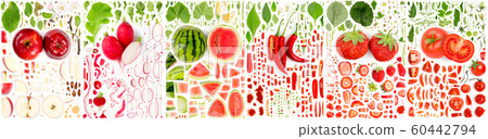 Red Fruit and Vegetable Slice and Leaf Collection Red Fruit and Vegetable Slice and Leaf Collection 60442794