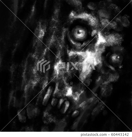 Scary zombie face for Halloween. Gloomy character. Scary zombie face for Halloween. Gloomy character. 60443142