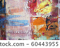 Painting Artistic bright color oil paint texture abstract artwork. Modern futuristic pattern for grunge wallpaper, interior, album, flyer cover, poster, booklet background. Creative graphic design 60443955