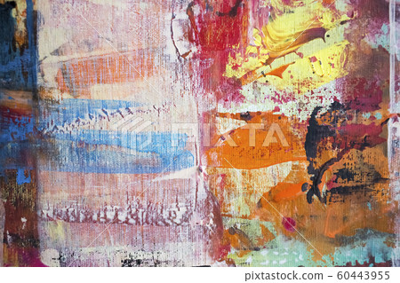 Painting Artistic bright color oil paint texture abstract artwork. Modern futuristic pattern for grunge wallpaper, interior, album, flyer cover, poster, booklet background. Creative graphic design 60443955