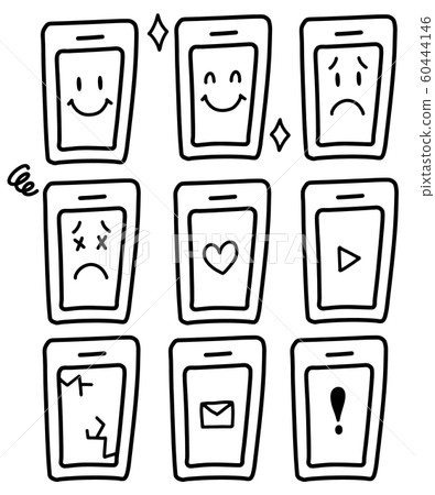 Smartphone icon set (monochrome) Smartphone icon set (monochrome) 60444146