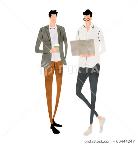 Illustration material: business scene, men, team 60444247
