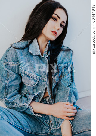 beautiful girl in jeans clothes fashion woman 60444988