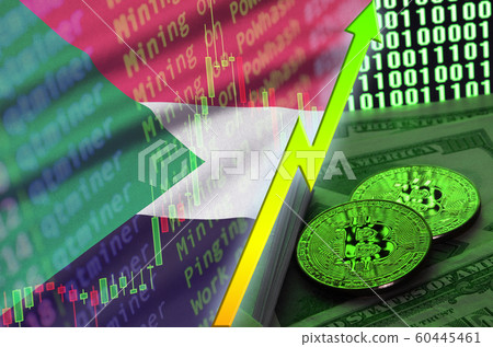 Sudan flag and cryptocurrency growing trend with 60445461