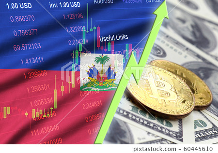 Haiti flag and cryptocurrency growing trend with Haiti flag and cryptocurrency growing trend with 60445610