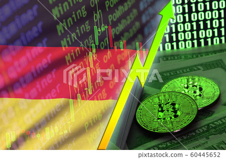 Germany flag and cryptocurrency growing trend with 60445652