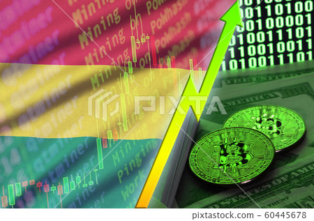 Bolivia flag and cryptocurrency growing trend with Bolivia flag and cryptocurrency growing trend with 60445678