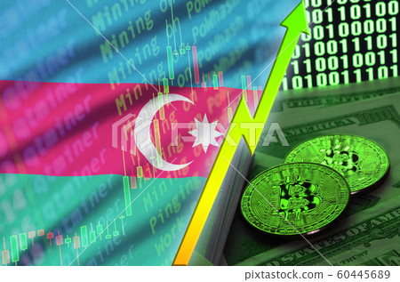 Azerbaijan flag and cryptocurrency growing trend 60445689