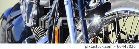 Fragment of chromed shiny wheel of old classic 60445826