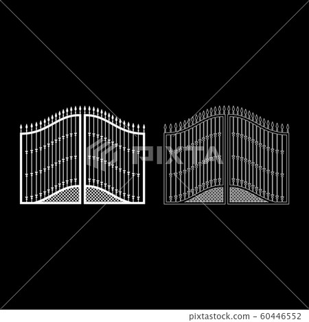Forged gates icon outline set white color vector  60446552