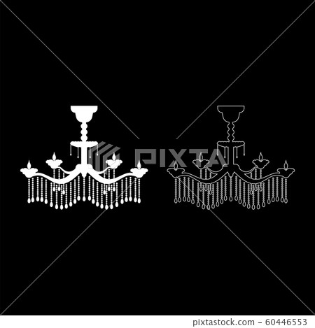 Chandelier icon outline set white color vector Chandelier icon outline set white color vector 60446553