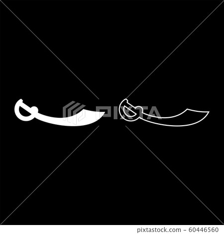 Pirate saber Cutlass icon outline set white color Pirate saber Cutlass icon outline set white color 60446560