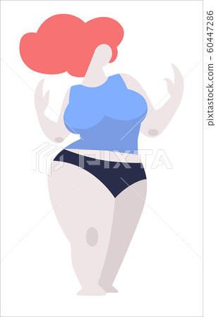 Body positive plus size redhead model in top and underwear 60447286