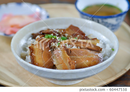 rice topped with pork or pork stew, Japanese food rice topped with pork or pork stew, Japanese food 60447538