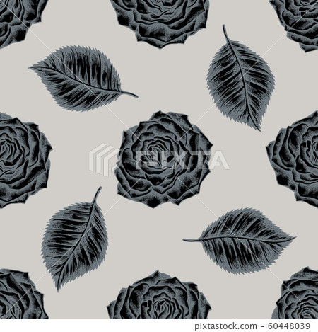 Seamless pattern with hand drawn stylized roses 60448039