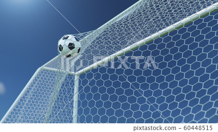 3d Illustration Soccer Ball Flew Into The Goal Stock Illustration