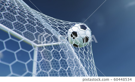 3d Illustration Soccer Ball Flew Into The Goal Stock Illustration