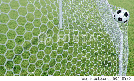 3d Illustration Soccer Ball Flew Into The Goal Stock Illustration