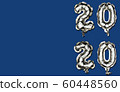 The new color trend of 2020 year. Vertical Christmas composition of number 2020 foil balloons on a 60448560