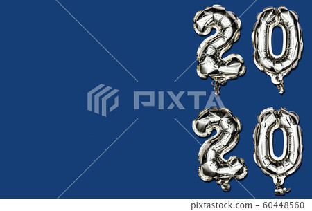 The new color trend of 2020 year. Vertical Christmas composition of number 2020 foil balloons on a The new color trend of 2020 year. Vertical Christmas composition of number 2020 foil balloons on a 60448560