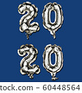 The new color trend of 2020 year. Vertical Christmas composition of number 2020 foil balloons on a 60448564