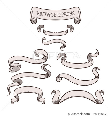 Vintage ribbons for your message, set of beautiful 60448670