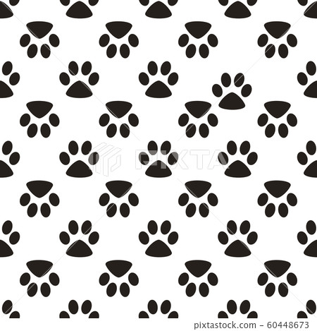 Cute paw seamless pattern, cat feet steps, pet Cute paw seamless pattern, cat feet steps, pet 60448673