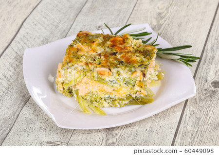 Tasty casserole with salmon and broccoli Tasty casserole with salmon and broccoli 60449098