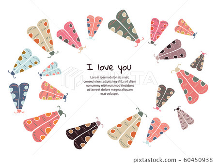 Decorative frame with butterflies moth  60450938