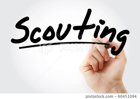 Hand writing Scouting with marker 60451094