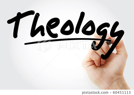Hand writing Theology with marker 60451113