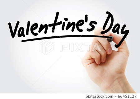 Hand writing Valentine's Day with marker 60451127