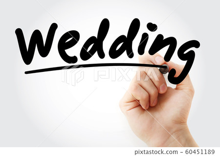 Hand writing Wedding with marker 60451189