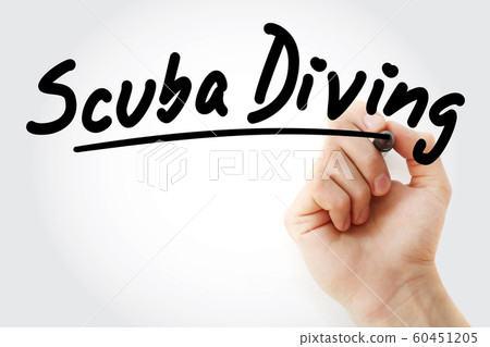Hand writing Scuba diving with marker Hand writing Scuba diving with marker 60451205