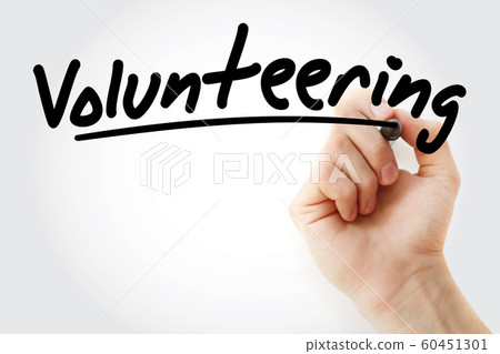 Hand writing Volunteering with marker 60451301