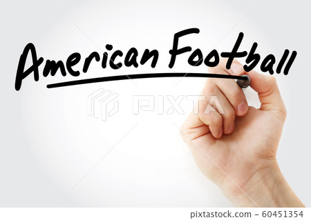 Hand writing American football with marker 60451354