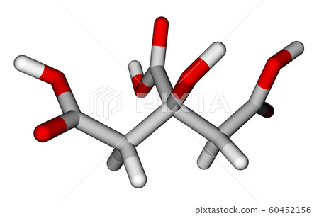 Citric acid (food additive E330) 3D molecular model 60452156