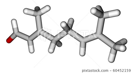 Citral, a compound with a strong lemon odor. Citral, a compound with a strong lemon odor. 60452159
