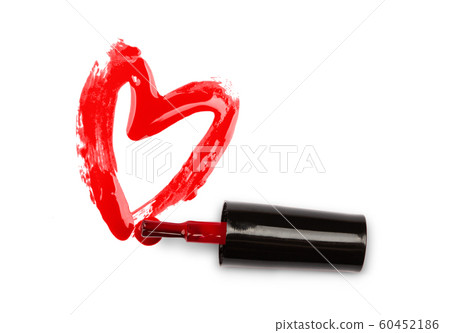 heart painted with nail polish, small brush, element for design heart painted with nail polish, small brush, element for design 60452186