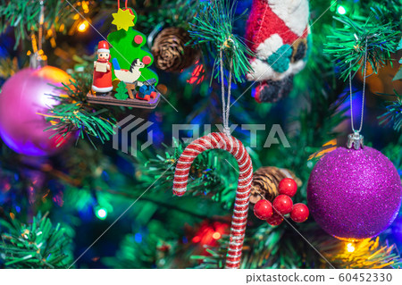 Christmas tree decorated with vintage ornaments 60452330