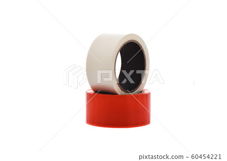 Red and white rolls of duct tape isolated on white background. 60454221